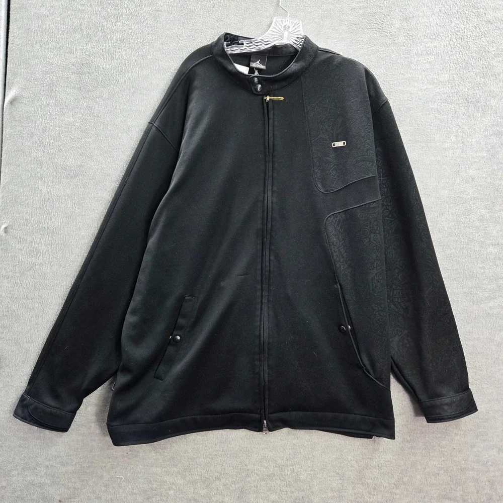 Air Jordan Men Track Jacket 2XL Black Full Zip Pocket Mock Neck Long Sleeve READ